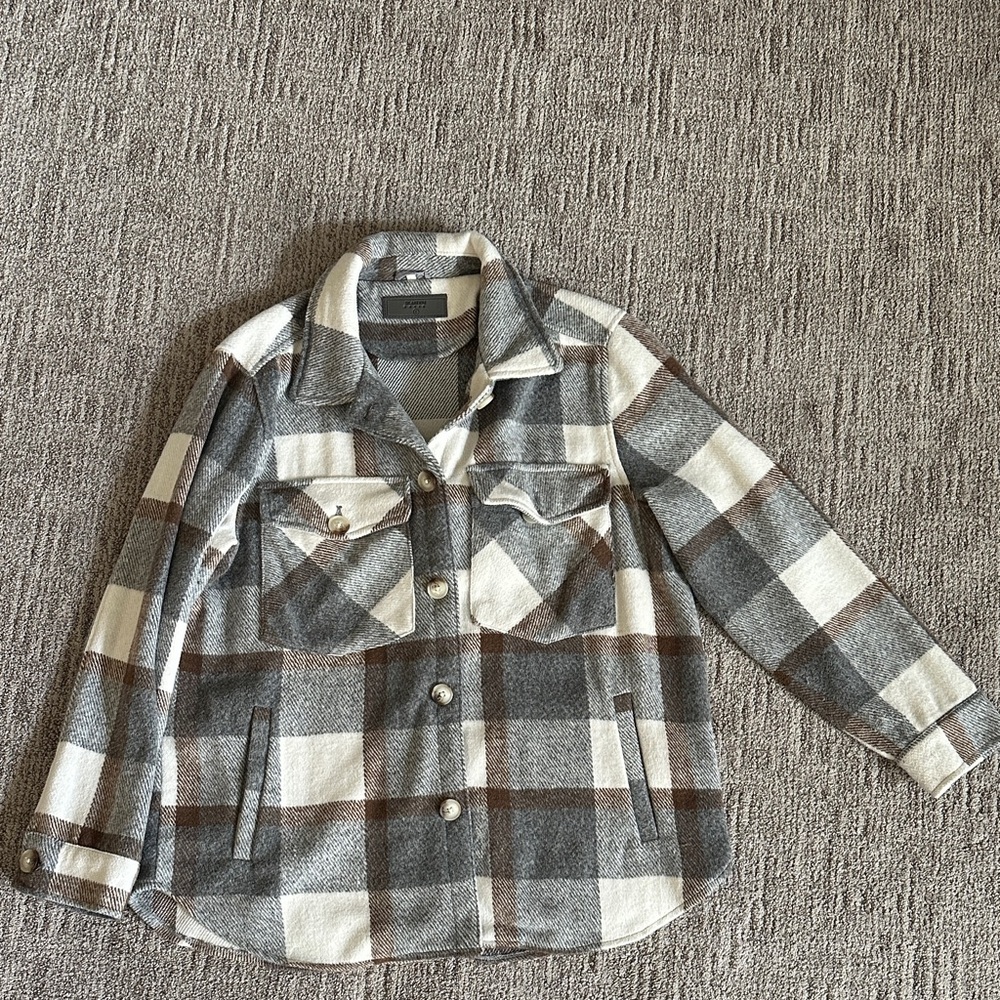 Blank NYC Gray and Brown Plaid Jacket